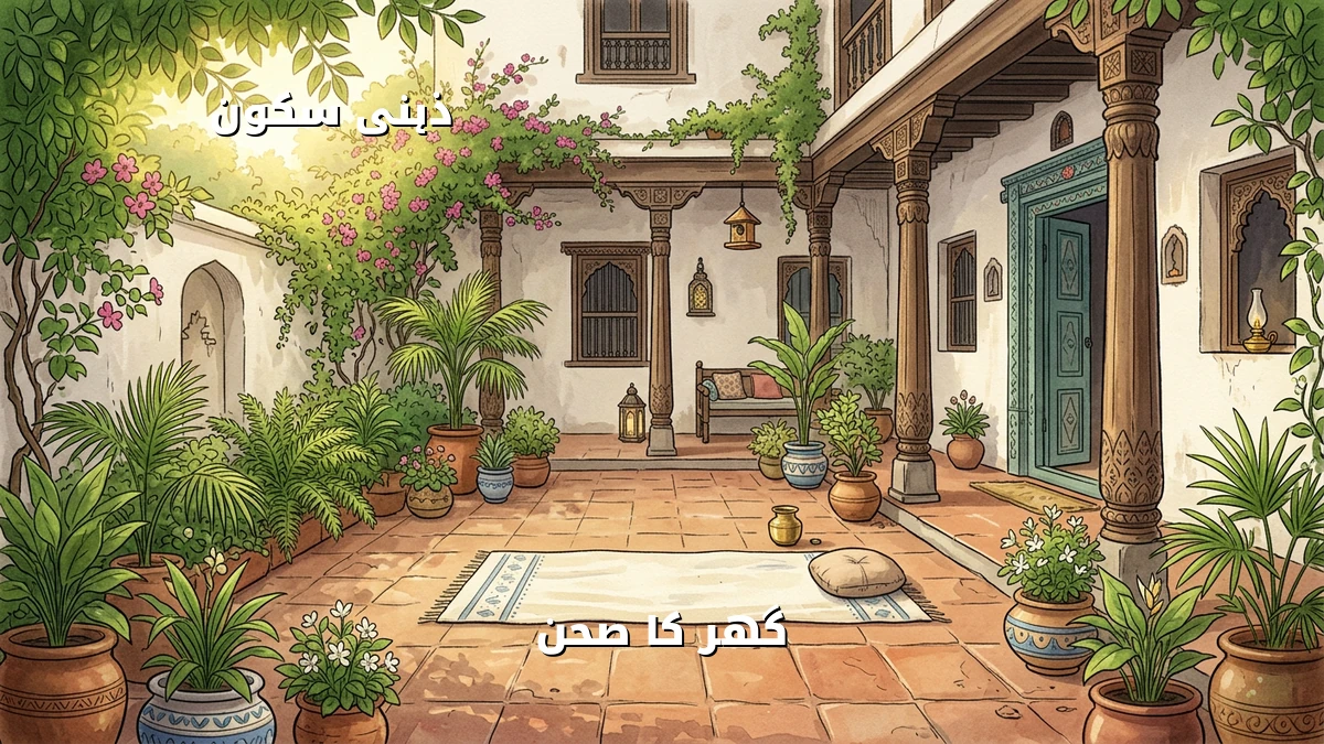 صحن میں یوگا کرنے سے ذہنی دباؤ میں کمی